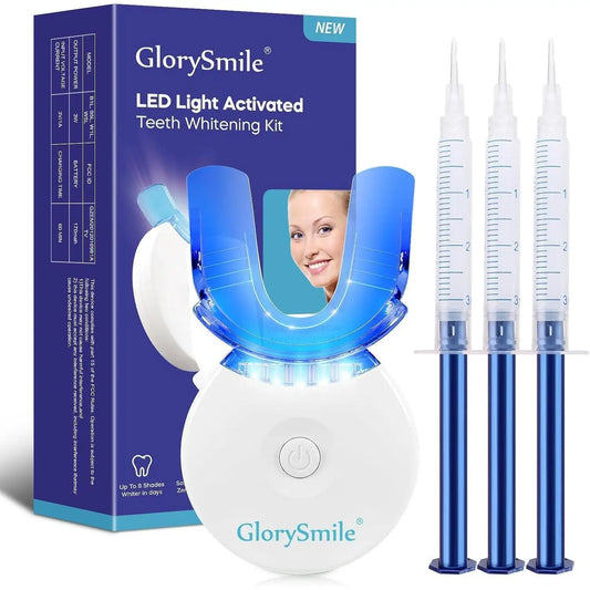 Teeth Whitening Kit with LED Light 10-Minute Fast Acting Whitener 3 Professional Gels Safe for Enamel Non-Sensitive