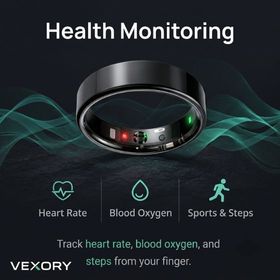 VEXORY PULSE Smart Ring - heart rate, blood oxygen and steps monitoring 24/7