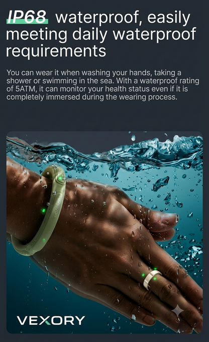 VEXORY PULSE Smart Ring - IP68 and 5ATM waterproof for swimming and daily use